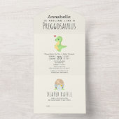Preggosaurus Cute Dinosaur Baby shower All In One  All In One Invitation (Inside)