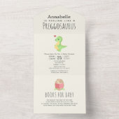 Preggosaurus Cute Dinosaur Baby shower All In One Invitation (Inside)