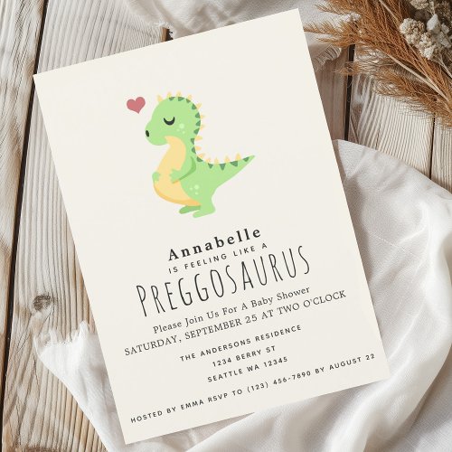 Preggosaurus Cute Dinosaur Baby shower Invitation