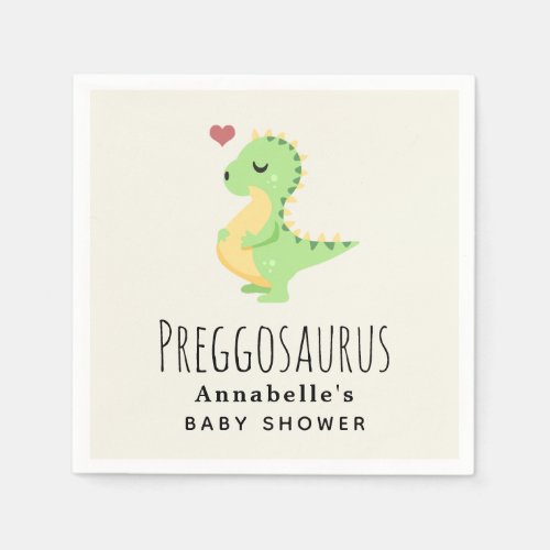 Preggosaurus Cute Dinosaur Baby shower Napkins