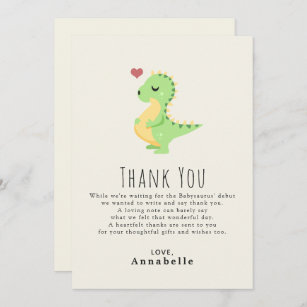 Preggosaurus Cute Dinosaur Baby Shower Thank You Card