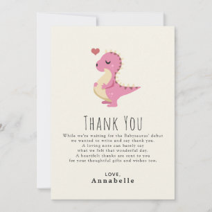 Preggosaurus Cute Dinosaur Baby Shower Thank You Card