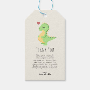 Preggosaurus Cute Dinosaur Baby Shower Thank You  Gift Tags