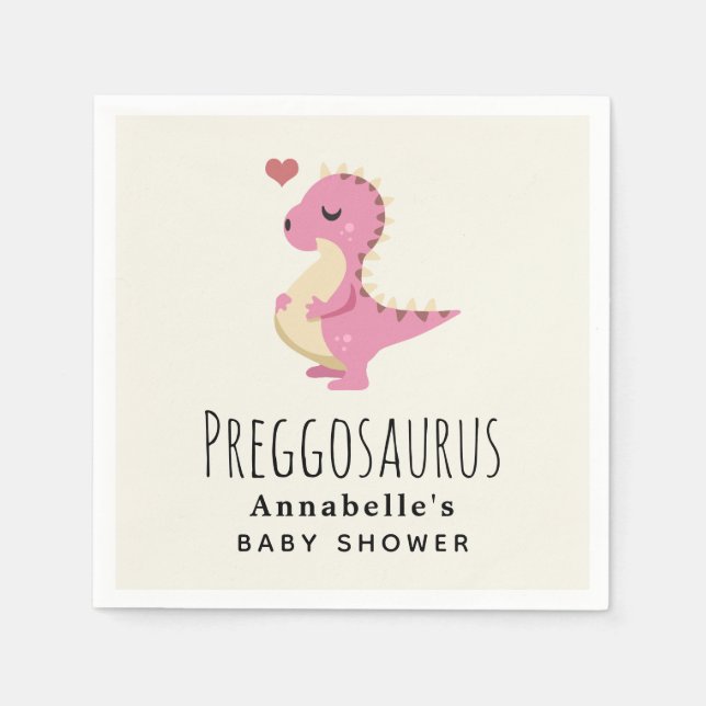 Preggosaurus Cute Dinosaur Girl  Baby shower Napkins (Front)