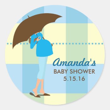 Preggy Mommy Baby Shower Stickers by ThreeFoursDesign at Zazzle