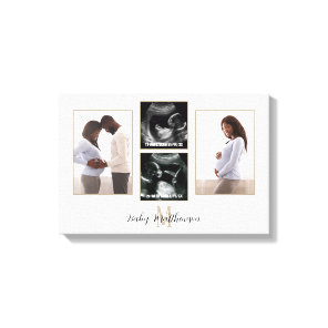 Pregnancy 4 photo Collage Monogram Initial Canvas Print