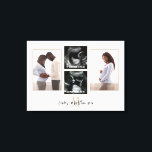 Pregnancy 4 photo Collage Monogram Initial Canvas Print<br><div class="desc">Pregnancy 4 photos Monogram Initial Name. A keepsake for the parents to be with this 4 photo collage, for your matrenity photos and baby scan images. A monogram initial is in gold with name overlaid on top. Easy to personalise with your details and simply replace the sample images with your...</div>