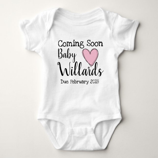 pregnancy annoucement baby bodysuit (Front)