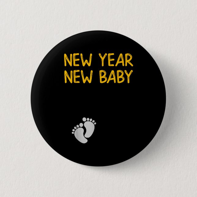 Pregnancy Announcemen - New Year New Baby  Button (Front)