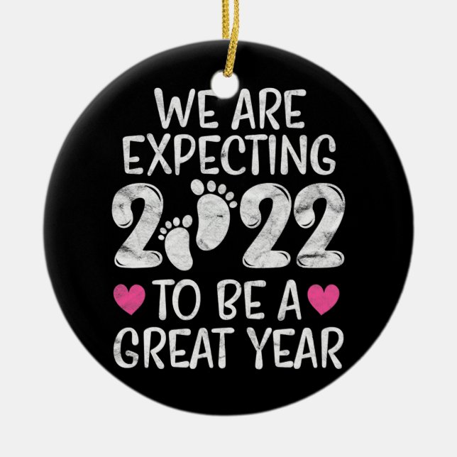 Pregnancy Announcement 2022 Mom Dad to be Baby Ceramic Ornament (Front)