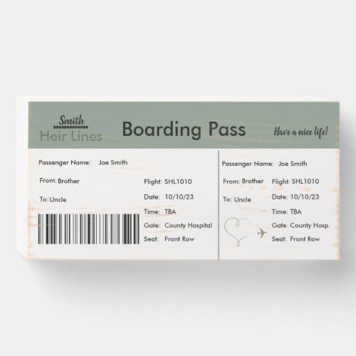 Pregnancy Announcement Airline Ticket Wooden Box Sign