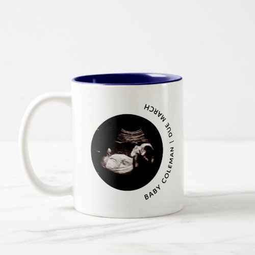 Pregnancy Announcement Baby Boy Sonogram Photo Two_Tone Coffee Mug