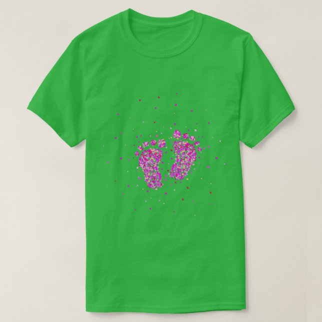 Pregnancy Announcement Baby Feets Girl T-Shirt (Design Front)