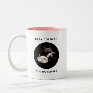 Pregnancy Announcement Baby Girl Sonogram Photo Two-Tone Coffee Mug