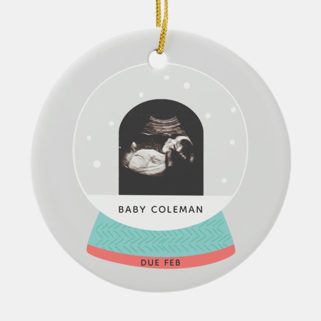 Pregnancy Announcement Baby Sonogram Holiday Ceramic Ornament (Front)