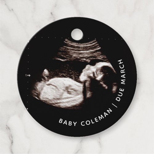 Pregnancy Announcement Baby Sonogram Photo Circle Favor Tags