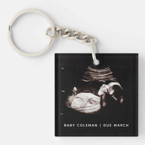 Pregnancy Announcement Baby Sonogram Photo Keychain
