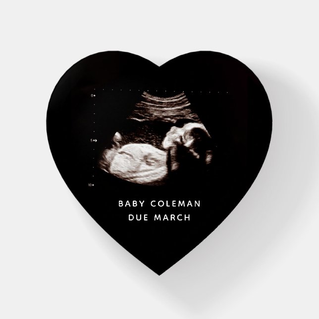 Pregnancy Announcement Baby Sonogram Photo Paperweight (Front)
