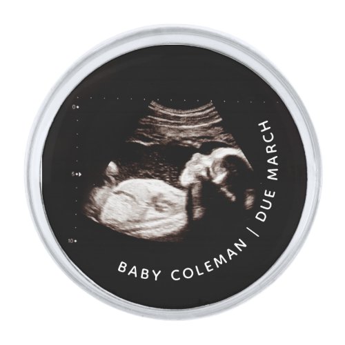 Pregnancy Announcement Baby Sonogram Photo Silver Finish Lapel Pin