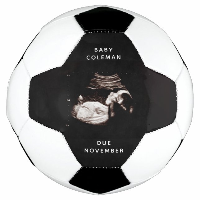 Pregnancy Announcement Baby Sonogram Photo Soccer Ball (Front)
