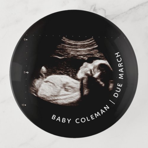 Pregnancy Announcement Baby Sonogram Photo Trinket Tray