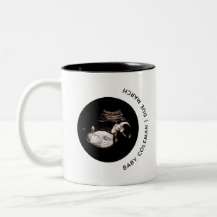 Pregnancy Announcement Baby Sonogram Photo Two-Tone Coffee Mug