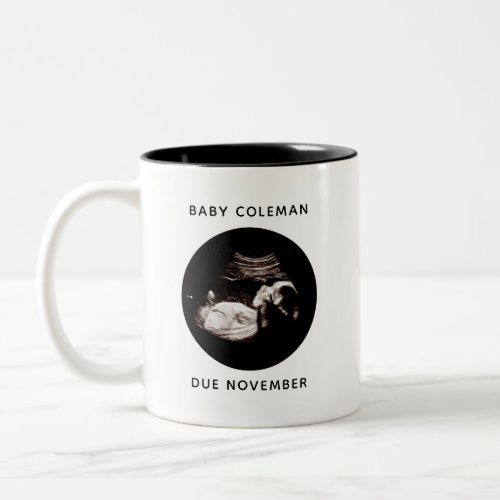 Pregnancy Announcement Baby Sonogram Photo Two_Tone Coffee Mug