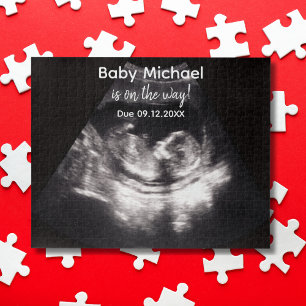 Pregnancy Announcement baby ultrasound Custom Jigsaw Puzzle