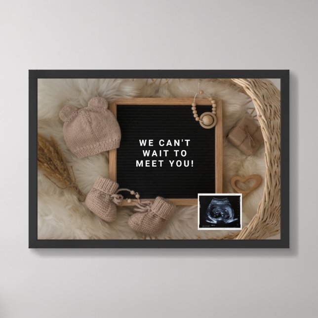 Pregnancy Announcement Baby Welcoming card, Gender Framed Art (Framed Front)