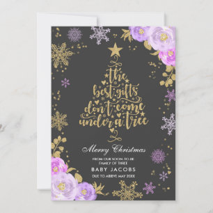 Pregnancy Announcement Christmas Card Floral Frame