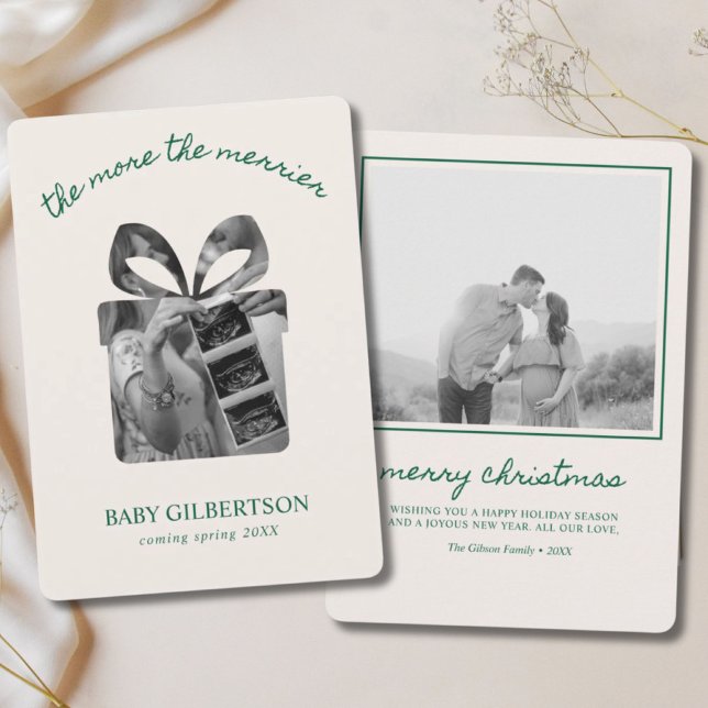 Pregnancy Announcement Christmas Card Modern Green (Pregnancy Announcement Christmas Card Modern Green
)