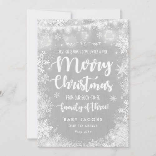 Pregnancy Announcement Christmas Card Rustic Frame