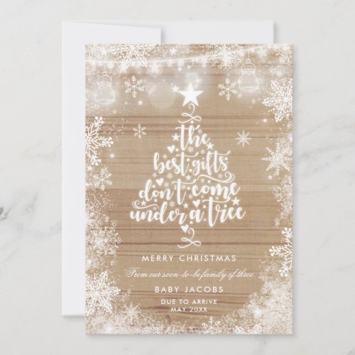 Pregnancy Announcement Christmas Card Rustic Frame