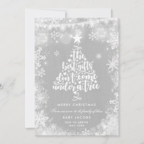Pregnancy Announcement Christmas Card Rustic Frame