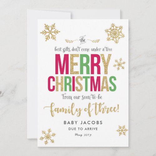 Pregnancy Announcement Christmas Card Simple Frame