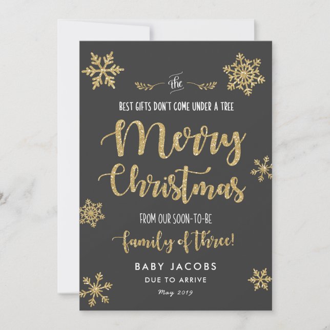 Pregnancy Announcement Christmas Card Simple Frame (Front)