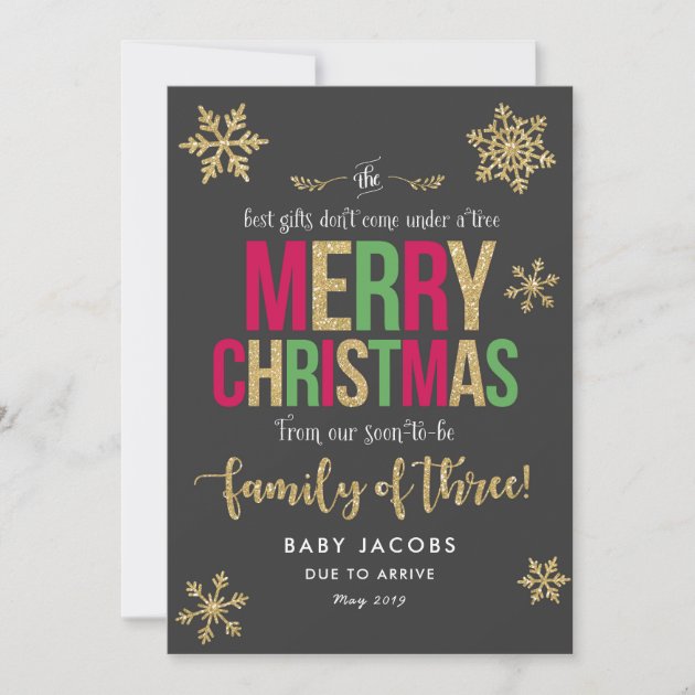 Pregnancy christmas card - Pink Dramatic personalized gifts for you Pregnancy announcement christmas card simple frame