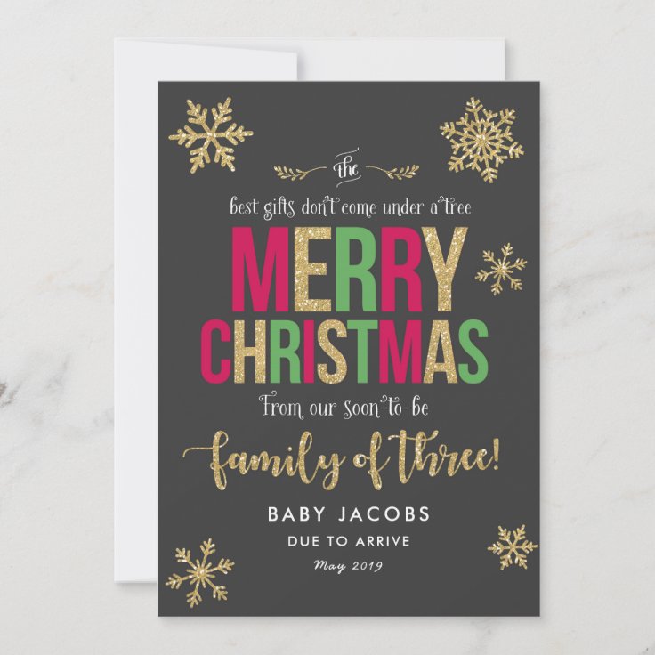 Pregnancy Announcement Christmas Card Simple Frame Zazzle