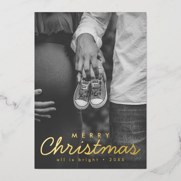 Pregnancy christmas card - Pink Dramatic personalized gifts for you Pregnancy announcement christmas greeting card