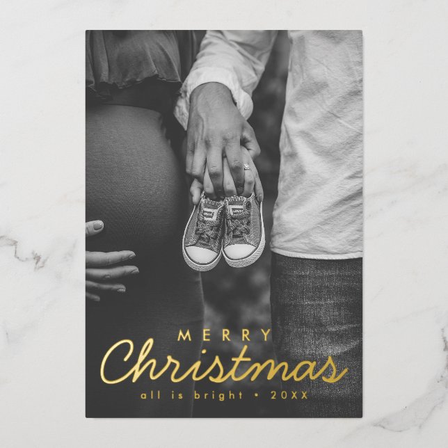 Pregnancy Announcement Christmas Greeting Card (Front)