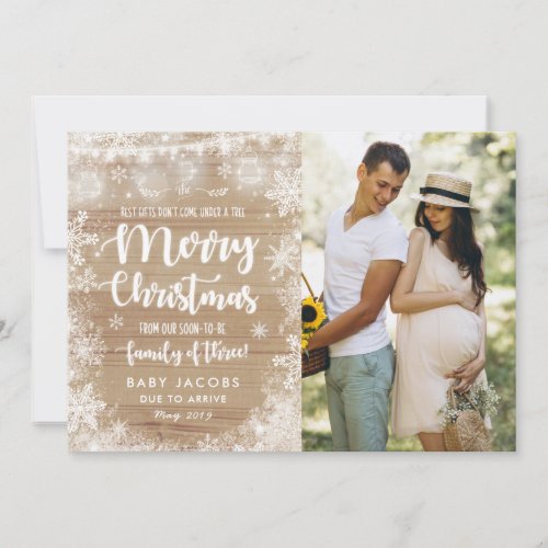 Pregnancy Announcement Christmas Photo Card Rustic