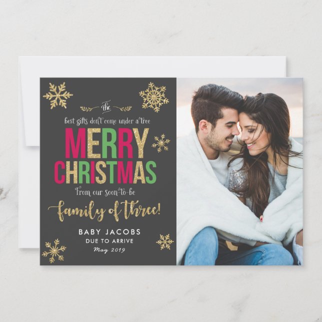 Pregnancy Announcement Christmas Photo Card Simple (Front)