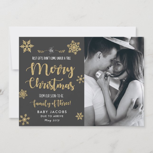 Pregnancy Announcement Christmas Photo Card Simple (Front)
