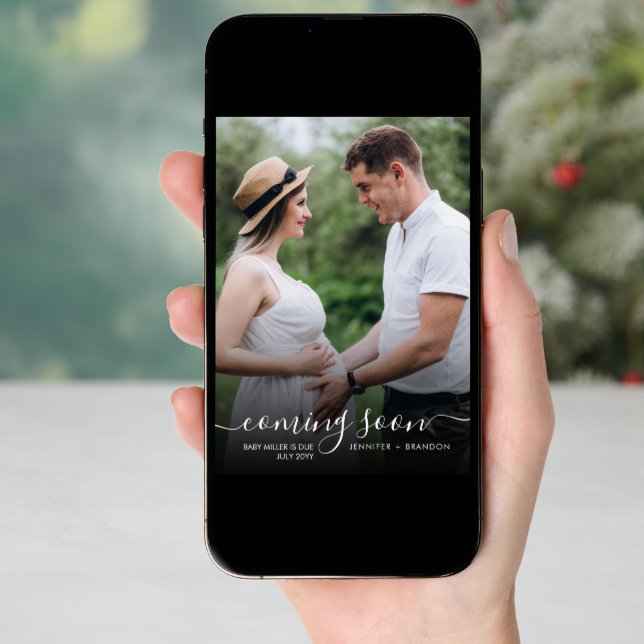 Pregnancy announcement Classy calligraphy ovelayed (Front Digital)