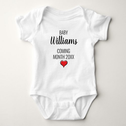 Pregnancy Announcement Coming Soon with Name Date Baby Bodysuit