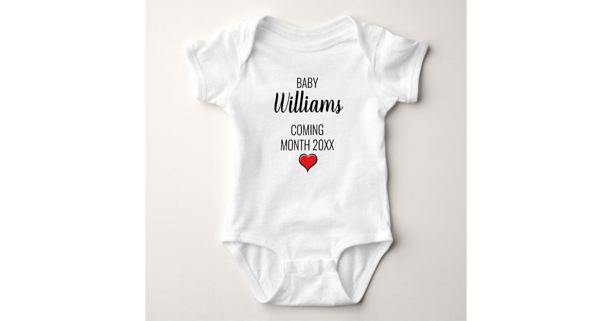 Pregnancy Announcement, Coming Soon with Name Date Baby Bodysuit