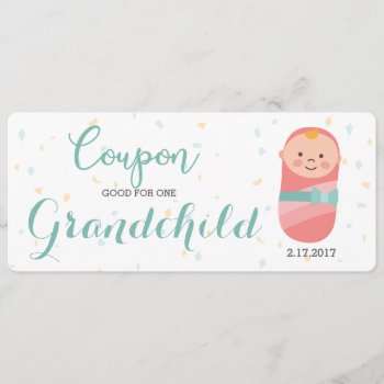 Pregnancy Announcement Coral Teal Baby Girl by LaurEvansDesign at Zazzle