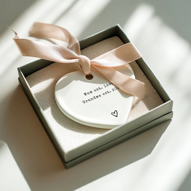 Pregnancy Announcement Custom Heart Shape Ceramic Ornament (Creator Uploaded)