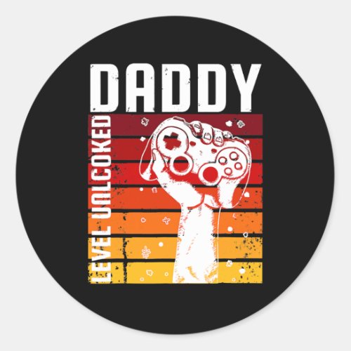 Pregnancy Announcement Dad Level Unlocked New Classic Round Sticker