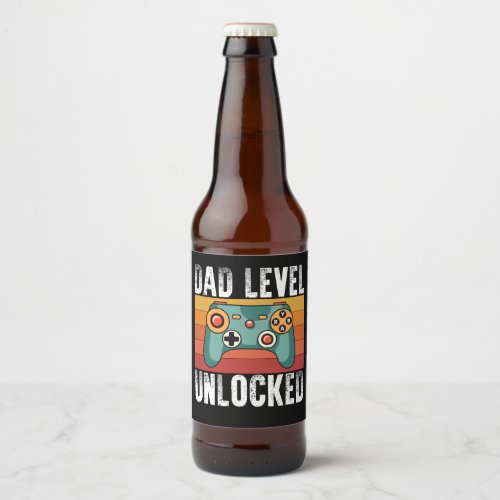 Pregnancy Announcement Dad Level Unlocked New Dad Beer Bottle Label